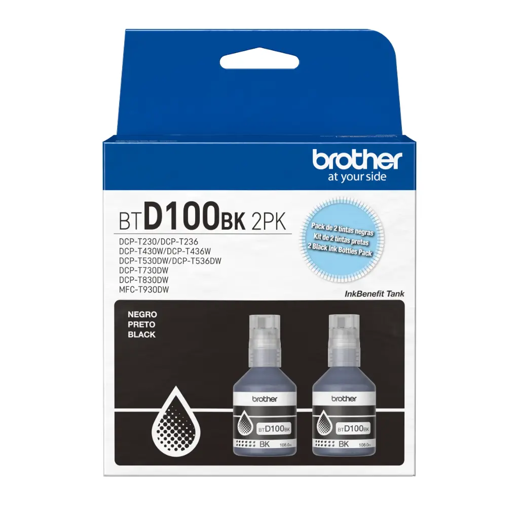 [60486] Brother pack tinta BTD100BK2PKMEX negro x 2