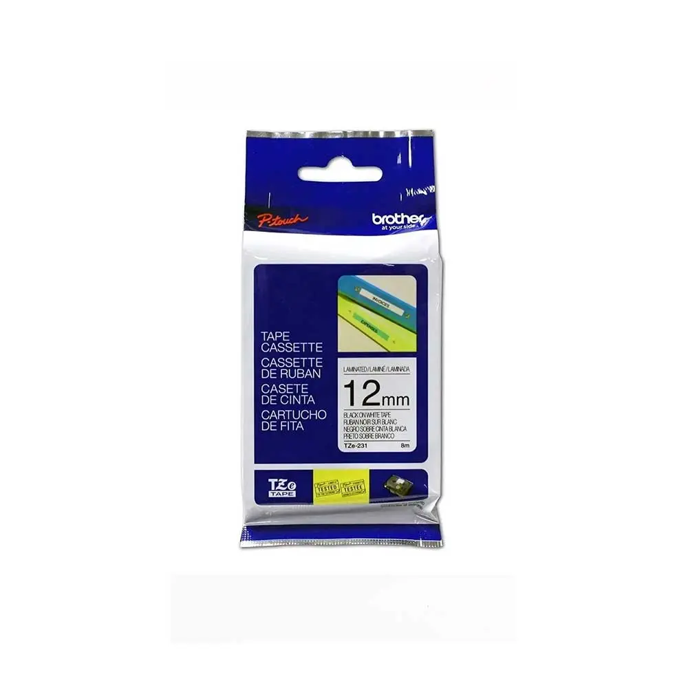 [60169] Brother TZe231 Cinta Negro/Blanco 12mm