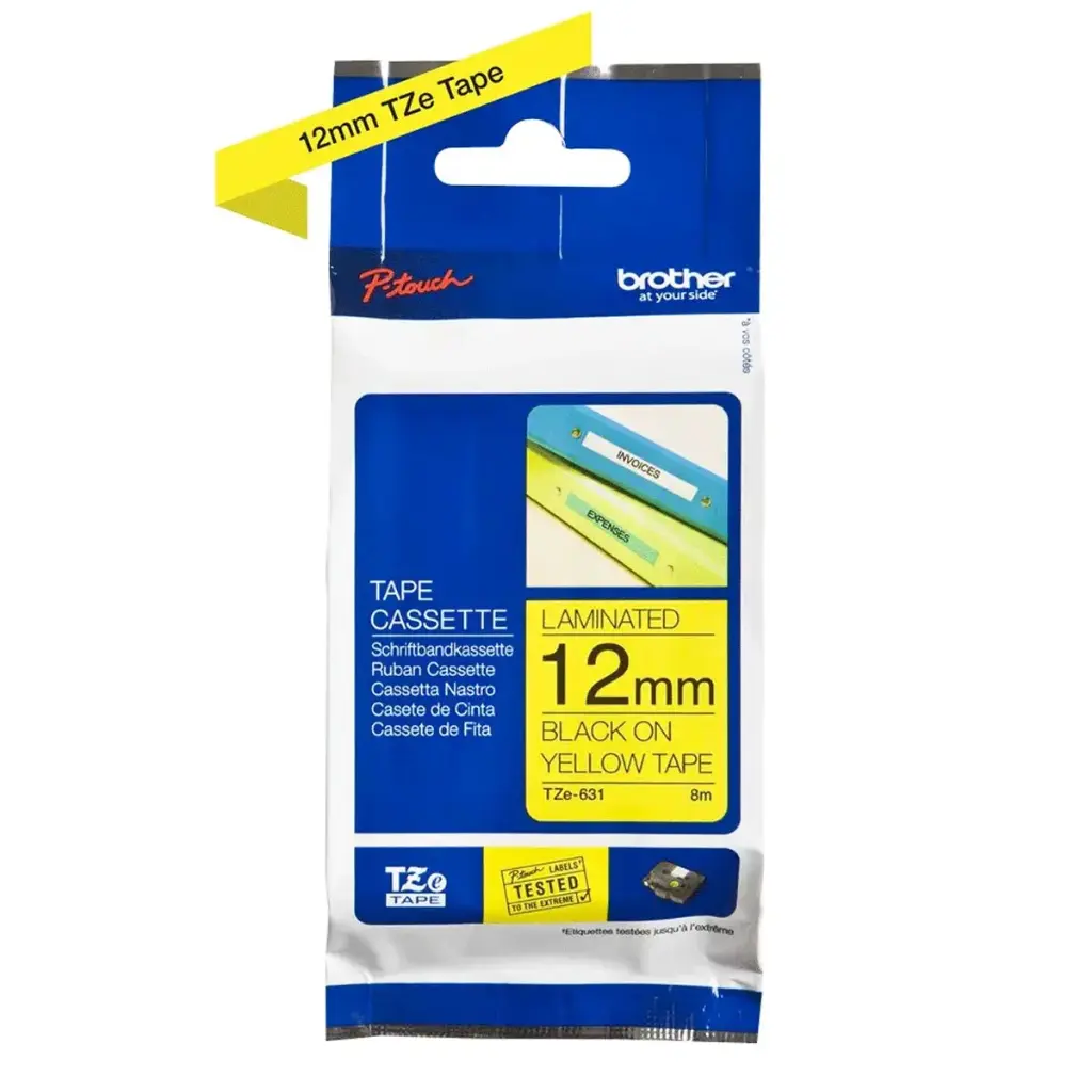 [61268] Brother TZe631 Cinta Negro/Amarillo 12mm