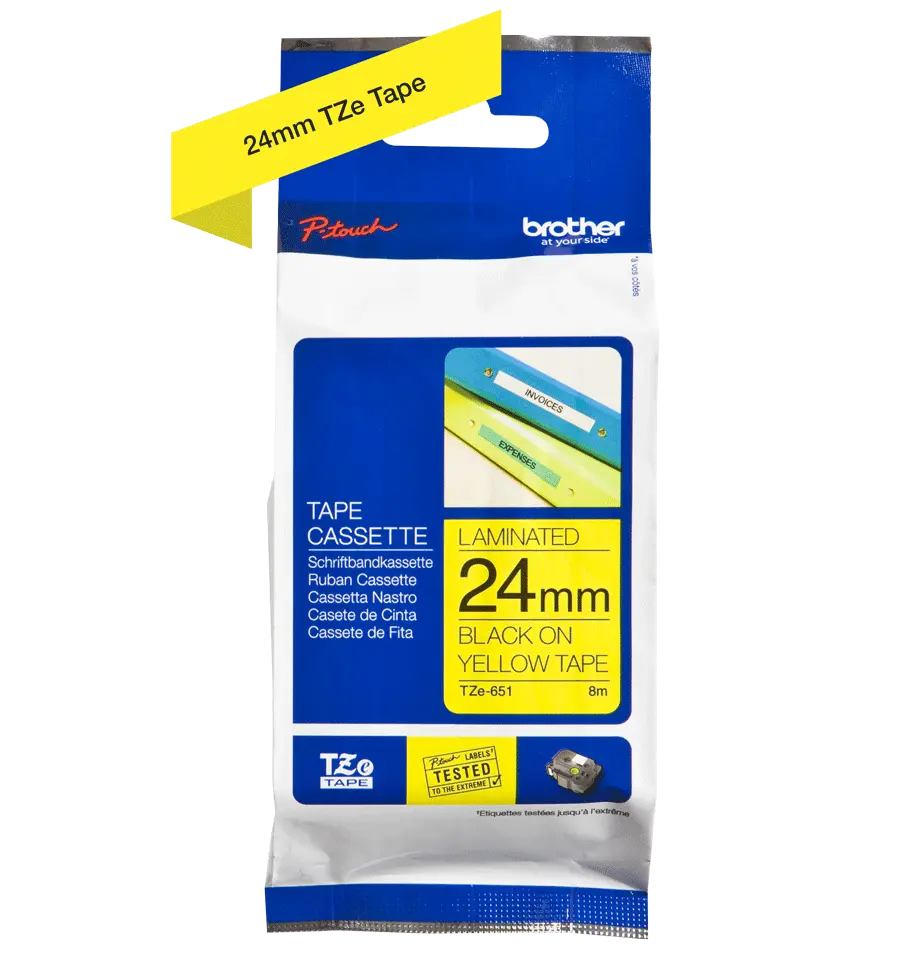 [60244] Brother TZe651 Cinta Negro/Amarillo 24mm