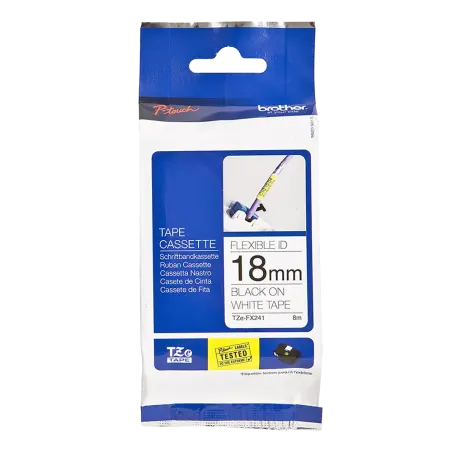 [60353] Brother TZeFX241 Cinta Flexible Negro/Blanco 18mm