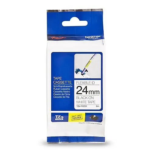 [60354] Brother TZeFX251 Cinta Flexible Negro/Blanco 24mm