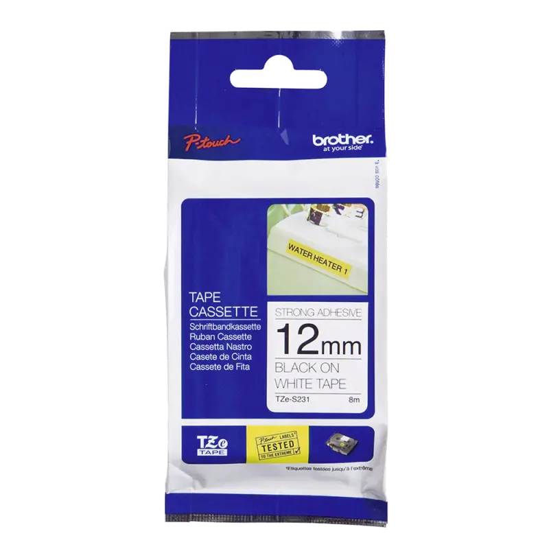 [60154] Brother TZeS231 Cinta DA Negro/Blanco 12mm